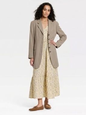 DKNY Vintage Neutral Blazer Jacket 12 Lightweight Single Breast Check Minimalist